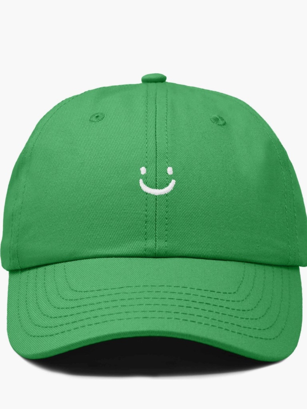 Green Smile Embroidered Baseball Cap. Adjustable